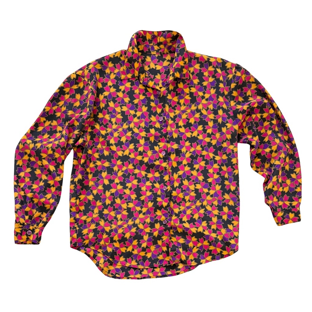 Vintage patterned silky button up